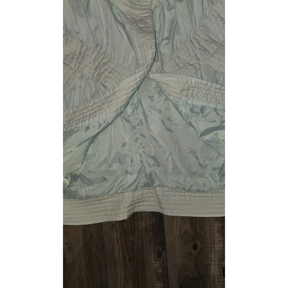 Vtg 80s Abraxas Women Crepe Pleated Windbreaker Jacket Large Blue Puff‎ Sleeves - Picture 6 of 8